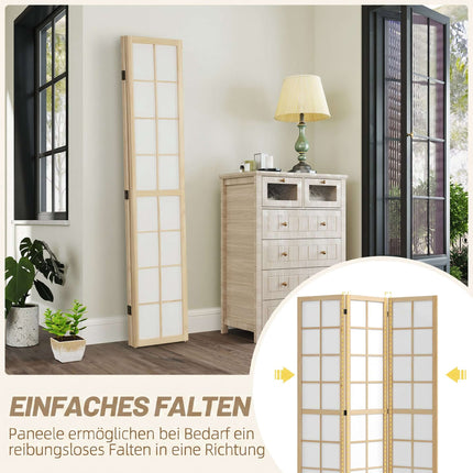 Folding Room Divider Privacy Screen, Pine Wood, 120x170 cm