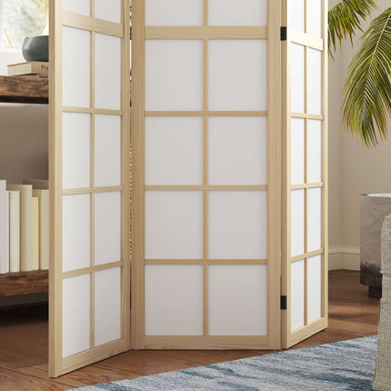 Folding Room Divider Privacy Screen, Pine Wood, 120x170 cm