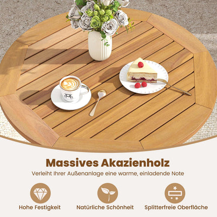 Folding Round Acacia Wood Garden Table, 67 cm Diameter