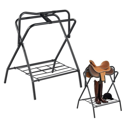 Folding Saddle Rack, 2 Pack, 132 lb Capacity, Freestanding, Black