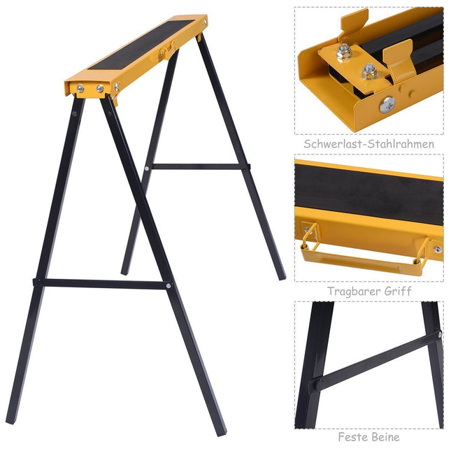 Folding Sawhorse Set, 275kg Capacity, Metal Frame
