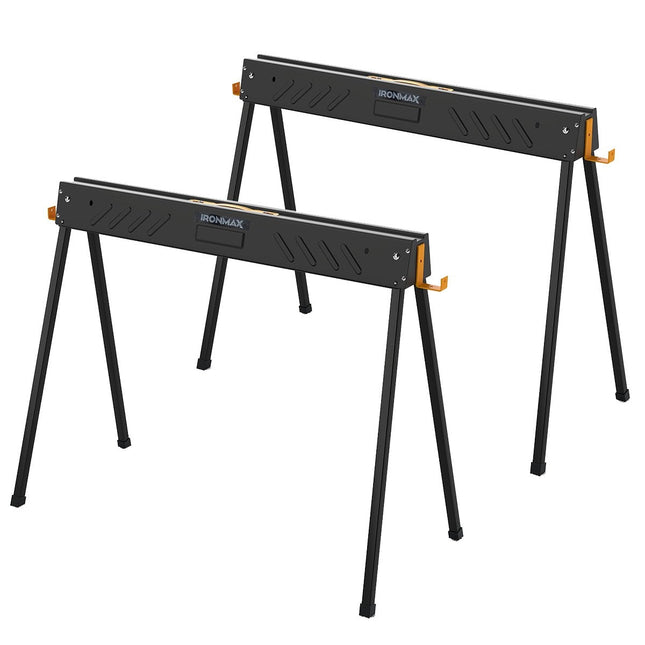 Folding Sawhorse Set, 500KG Capacity, Metal Frame