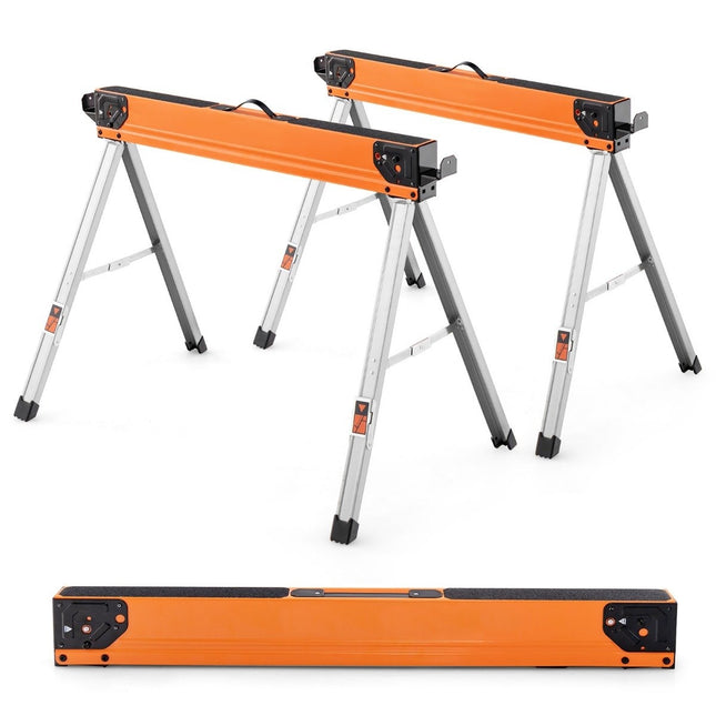 Folding Sawhorse Set, Portable, 500kg Capacity