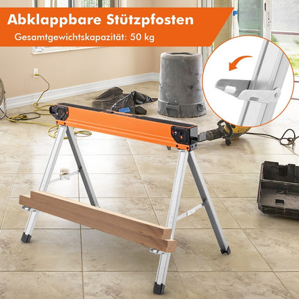 Folding Sawhorse Set, Portable, 500kg Capacity