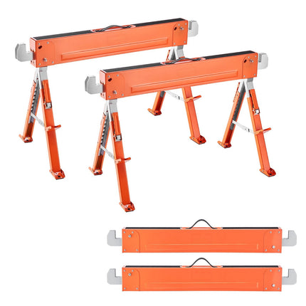 Folding Sawhorses, 2-Pack, Adjustable Height, 1800 lb