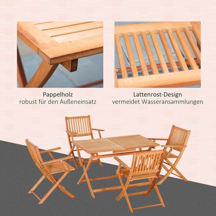 4-person folding outdoor seating, natural poplar wood
