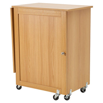Folding Sewing Table Cabinet, 88.2 lb Capacity, 5 Wheels, Wood Color