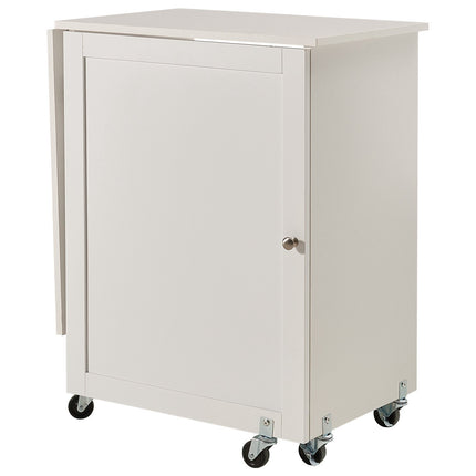Folding Sewing Table, Rolling Cabinet with Shelves and Trays, White