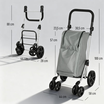 Folding Shopping Cart, 46L Bag, Cooler, Adjustable Handle