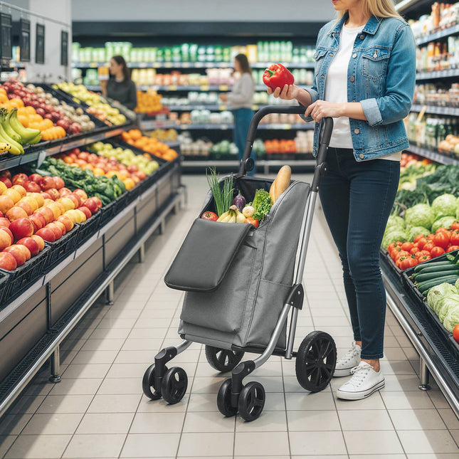 Folding Shopping Cart, 46L Bag, Cooler, Adjustable Handle