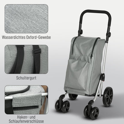 Folding Shopping Cart, 46L Bag, Cooler, Adjustable Handle