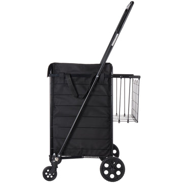 Folding Shopping Cart, Dual Baskets, 45 kg Capacity