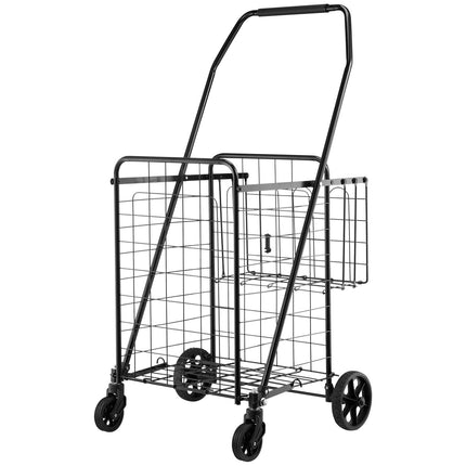 Folding Shopping Cart, Dual Baskets, 45 kg Capacity