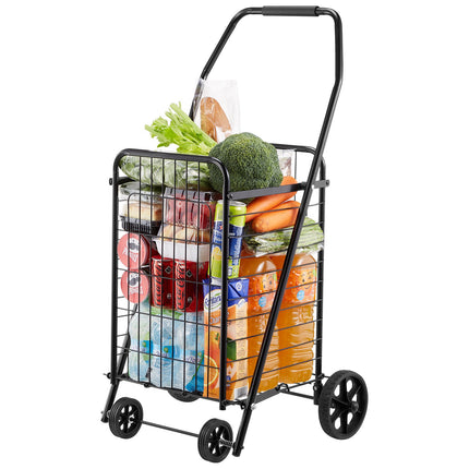 Folding Shopping Cart, Swivel Wheels, 90 lb Capacity