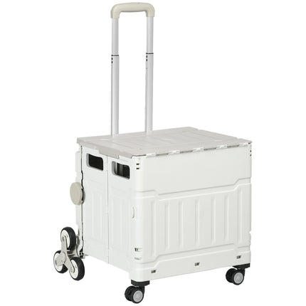 Folding shopping trolley, telescopic handle, stair climbing, 80 kg capacity, white