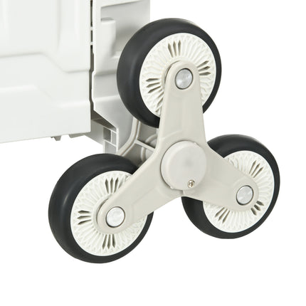Folding shopping trolley, telescopic handle, stair climbing, 80 kg capacity, white