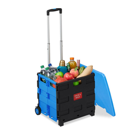 Folding Shopping Trolley with Lid, 35kg Capacity