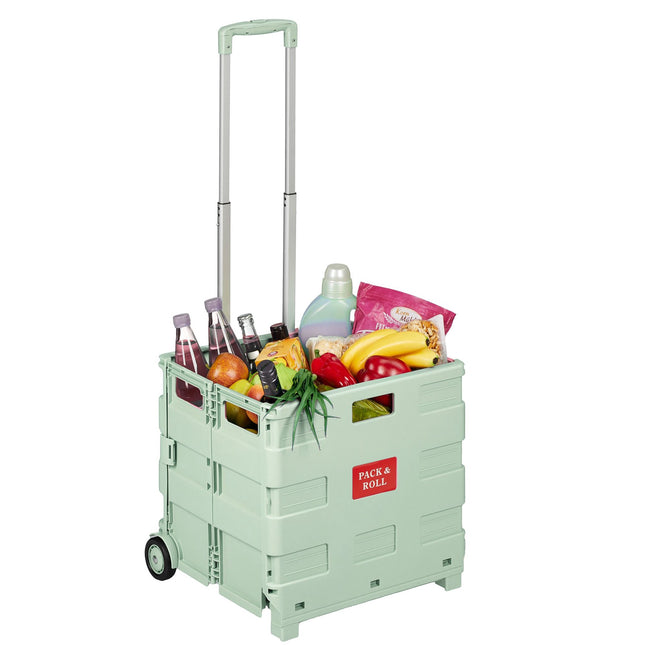 Folding Shopping Trolley with Telescopic Handle, 35kg Capacity