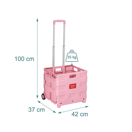 Folding Shopping Trolley with Telescopic Handle, 35kg Capacity