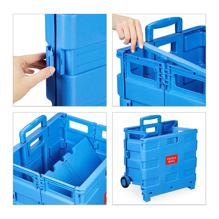 Folding Shopping Trolley with Telescopic Handle, 35kg Capacity