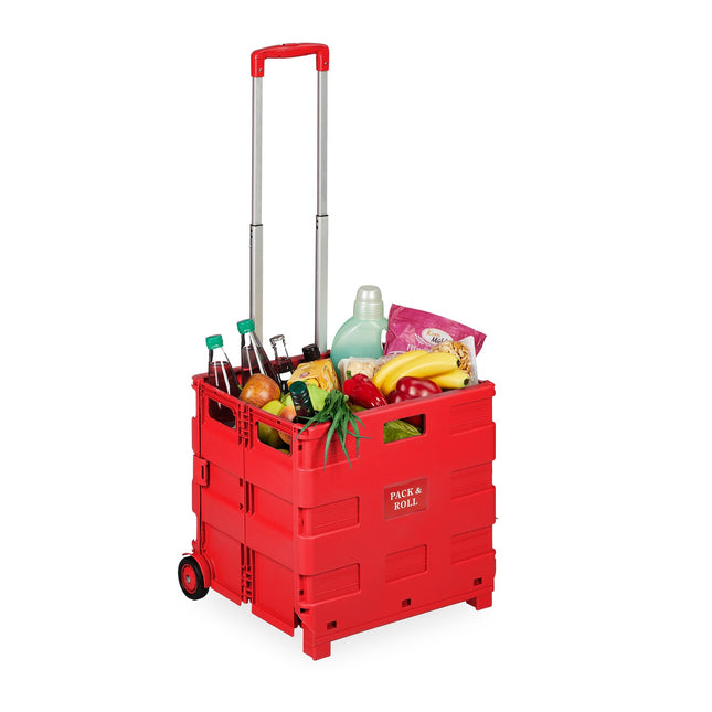 Folding Shopping Trolley with Telescopic Handle, 35kg Capacity