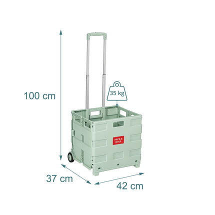 Folding Shopping Trolley with Telescopic Handle, 35kg Capacity