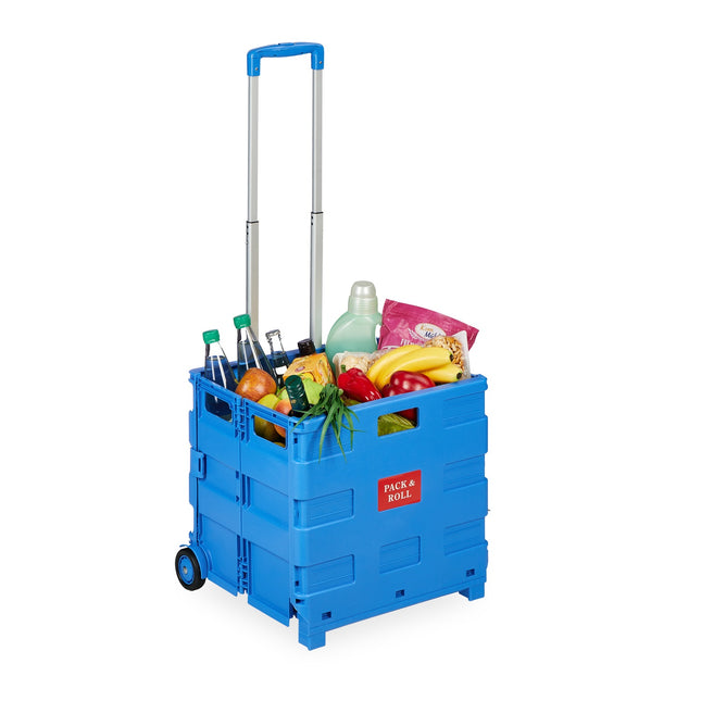 Folding Shopping Trolley with Telescopic Handle, 35kg Capacity