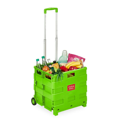 Folding Shopping Trolley with Telescopic Handle, 35kg Capacity
