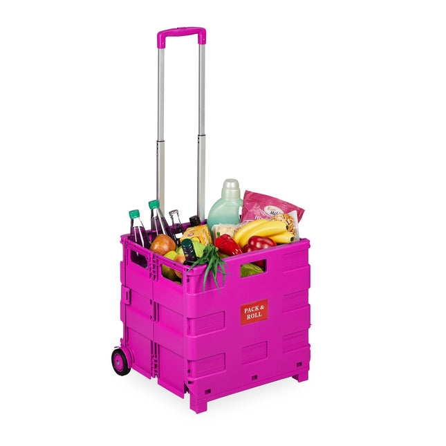 Folding Shopping Trolley with Telescopic Handle, 35kg Capacity