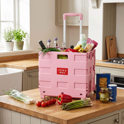 Folding Shopping Trolley with Telescopic Handle, 35kg Capacity