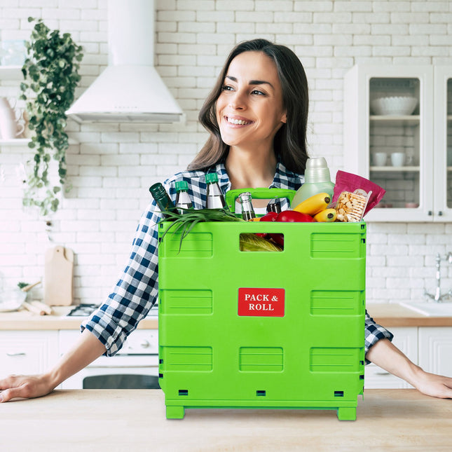 Folding Shopping Trolley with Telescopic Handle, 35kg Capacity