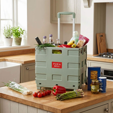 Folding Shopping Trolley with Telescopic Handle, 35kg Capacity