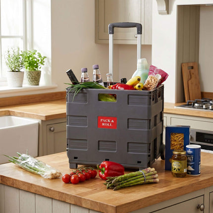 Folding Shopping Trolley with Telescopic Handle, Anthracite