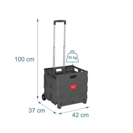 Folding Shopping Trolley with Telescopic Handle, Anthracite