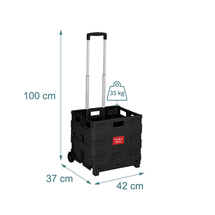 Folding Shopping Trolley with Telescopic Handle, Black