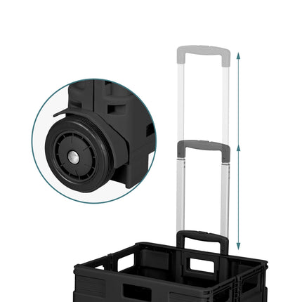 Folding Shopping Trolley with Telescopic Handle, Black