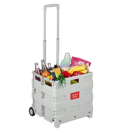 Folding Shopping Trolley with Telescopic Handle, Light Grey