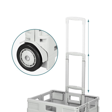 Folding Shopping Trolley with Telescopic Handle, Light Grey