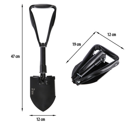 Folding Shovel with Carrying Case, Compact, Lightweight