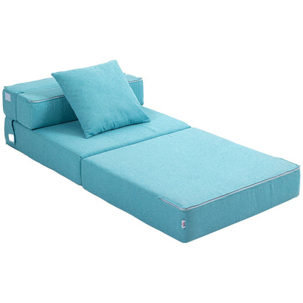 Folding sofa bed Chair, 2-in-1 guest bed with pillows, blue