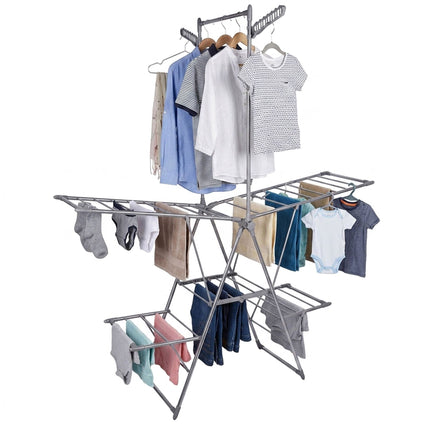 Folding Stainless Steel Clothes Drying Rack with Rail