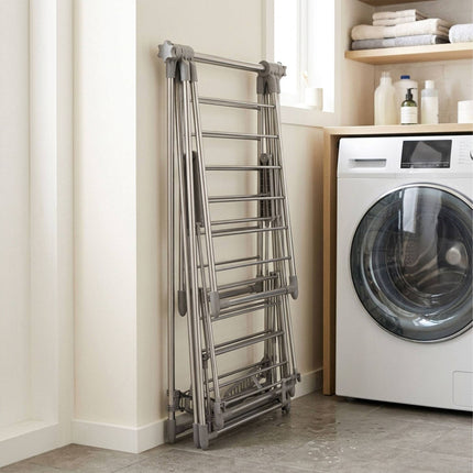 Folding Stainless Steel Clothes Drying Rack with Rail