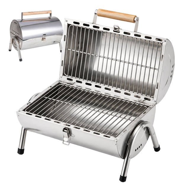 Folding Stainless Steel Tabletop Grill with 2 Grates