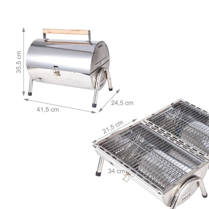 Folding Stainless Steel Tabletop Grill with 2 Grates