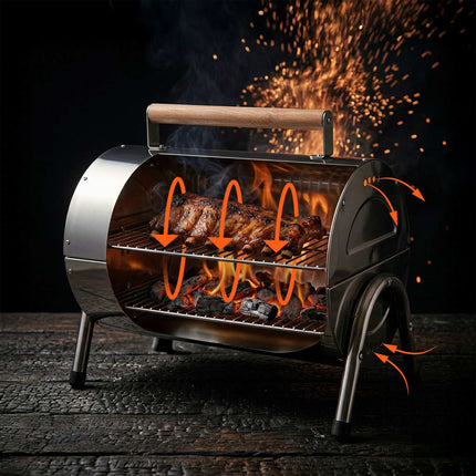 Folding Stainless Steel Tabletop Grill with 2 Grates