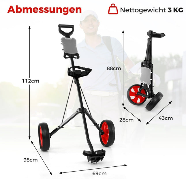 Folding Steel Golf Trolley with Scorecard Holder, 2 Wheels