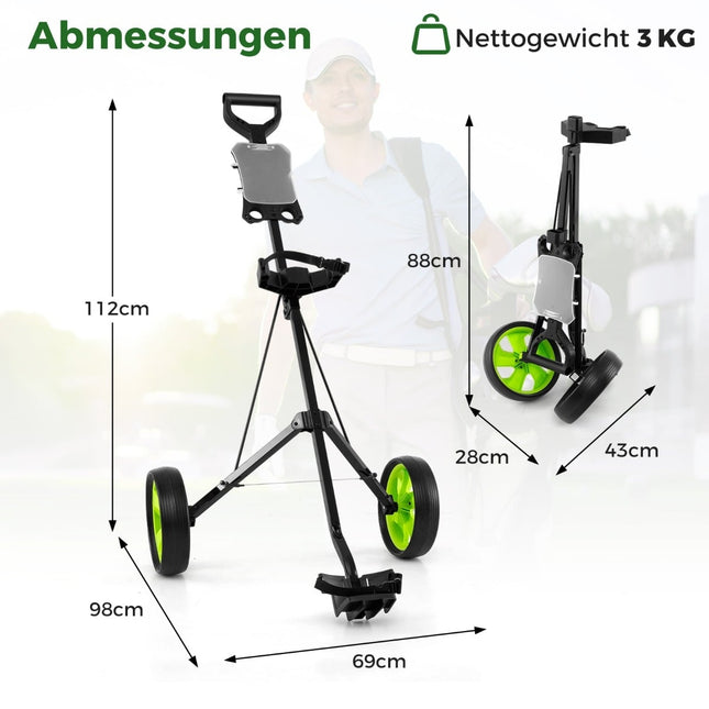 Folding Steel Golf Trolley with Scorecard Holder, 2 Wheels