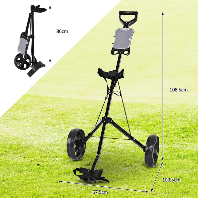Folding Steel Golf Trolley with Scorecard Holder, 2 Wheels