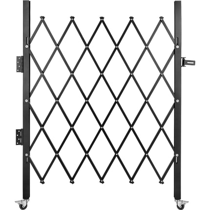 Folding Steel Security Gate with Wheels and Padlock, 108x131 cm