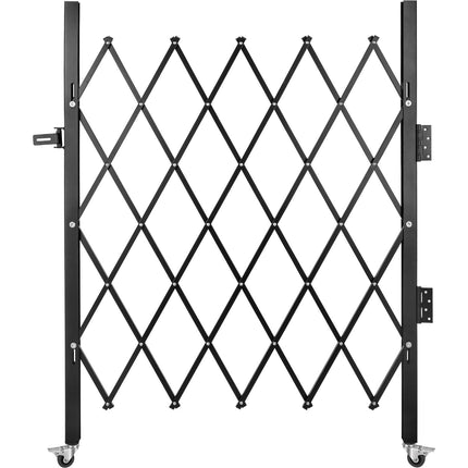 Folding Steel Security Gate with Wheels and Padlock, 108x131 cm